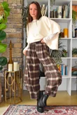 Patrick Plaid Brushed Cotton 7/8 Barrel Pant Chocolate